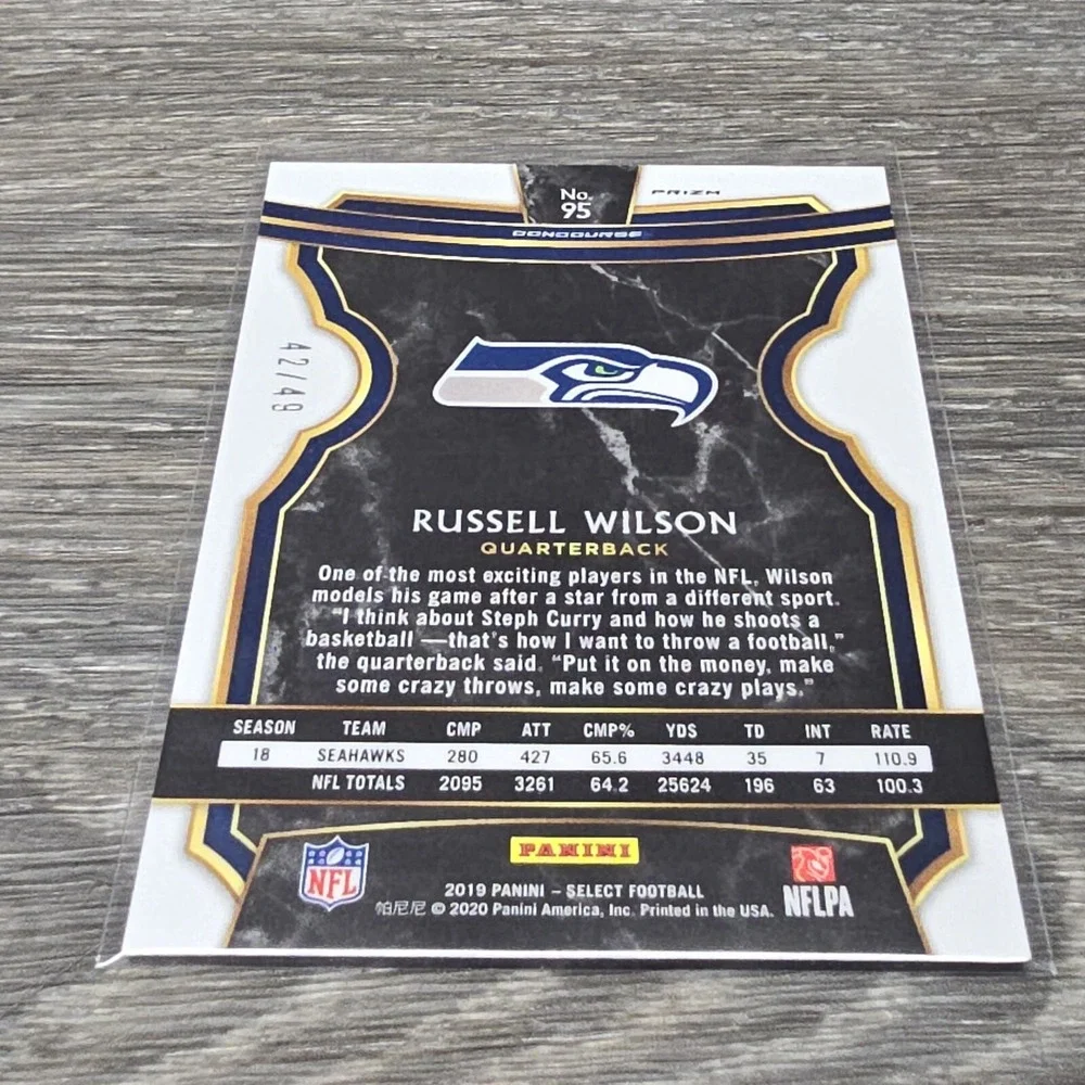 2019 Panini Select Prizm #95 Russell Willson #258 /49 /249 Lot‎ Of 2 Seahawks